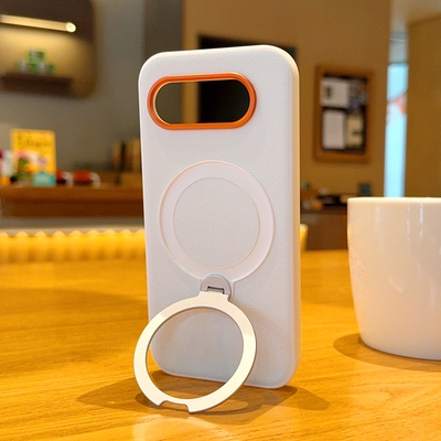 适用谷歌GooglePixel10A手机壳简约时尚橙色镜头圈谷歌10A保护套全包防摔谷歌10a金甲纯色磁吸旋转支架