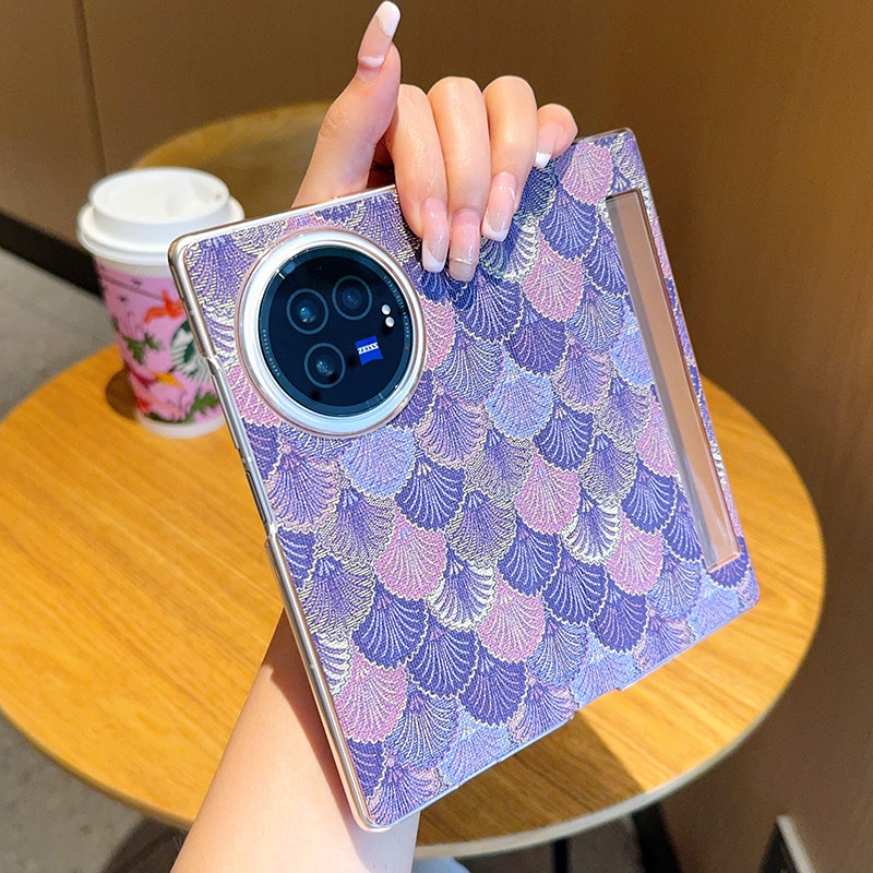 适用于vivoXFold3手机壳创意时尚开屏紫翻盖皮套xfold3pro智能视窗全包折叠防摔保护套XFold3时尚女潮款