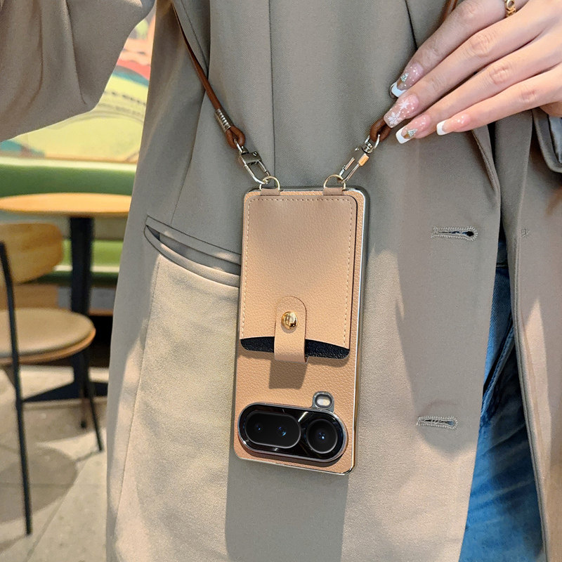 适用荣耀Magic8ProAir手机壳简约商务纯色电镀荔枝纹电镀边框防摔硬壳创意Magic8ProAir斜挎挂绳女款