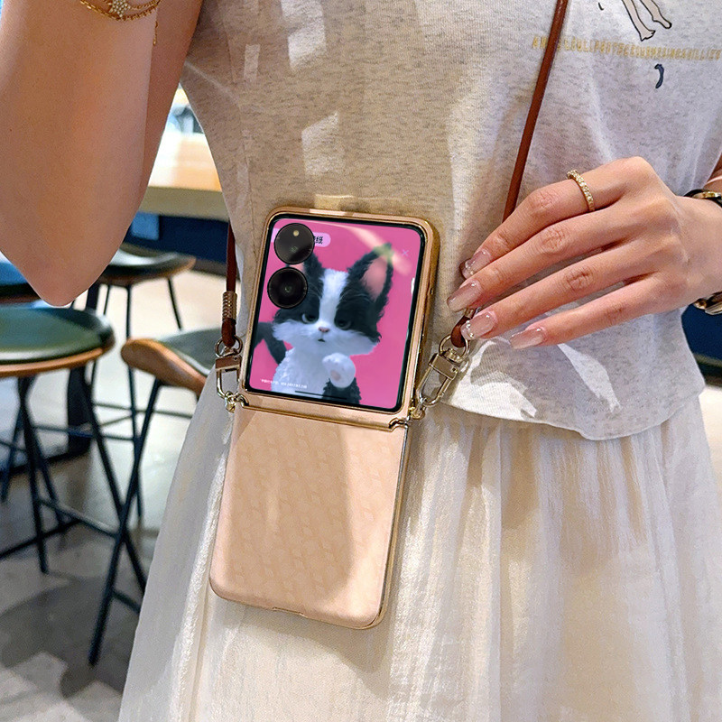 适用于小米mixflip2手机壳创意晨曦金小米mixflip2折叠屏保护套新款是镀中轴全包防摔斜挎挂绳女款