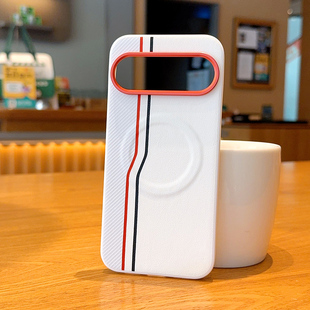 适用谷歌GooglePixel10手机壳全包防摔奢华潮牌皮纹谷歌10pro网红保护套谷歌10proXL磁吸金甲五拼橙