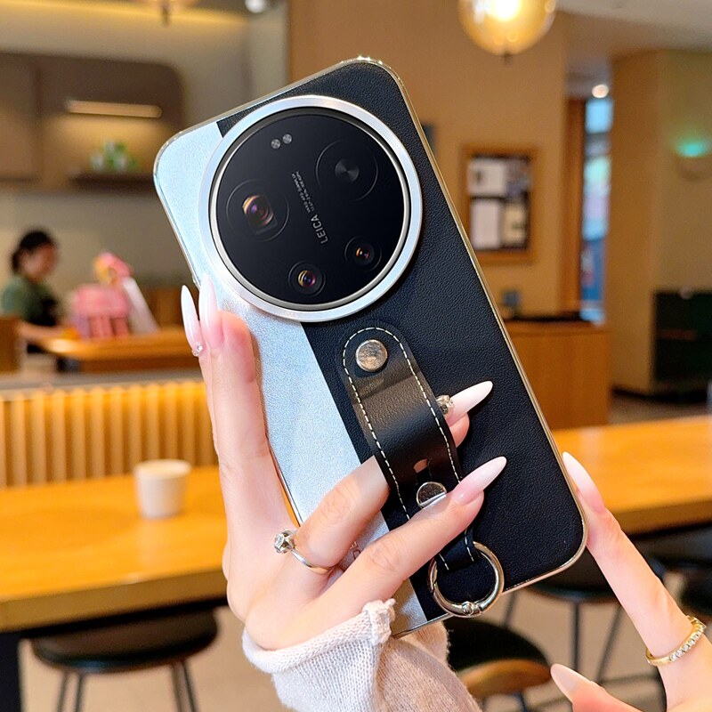 适用小米17Ultra手机壳全包电镀皮纹小米17Ultra仿原拼色圆扣工钉腕带奢华防摔皮纹