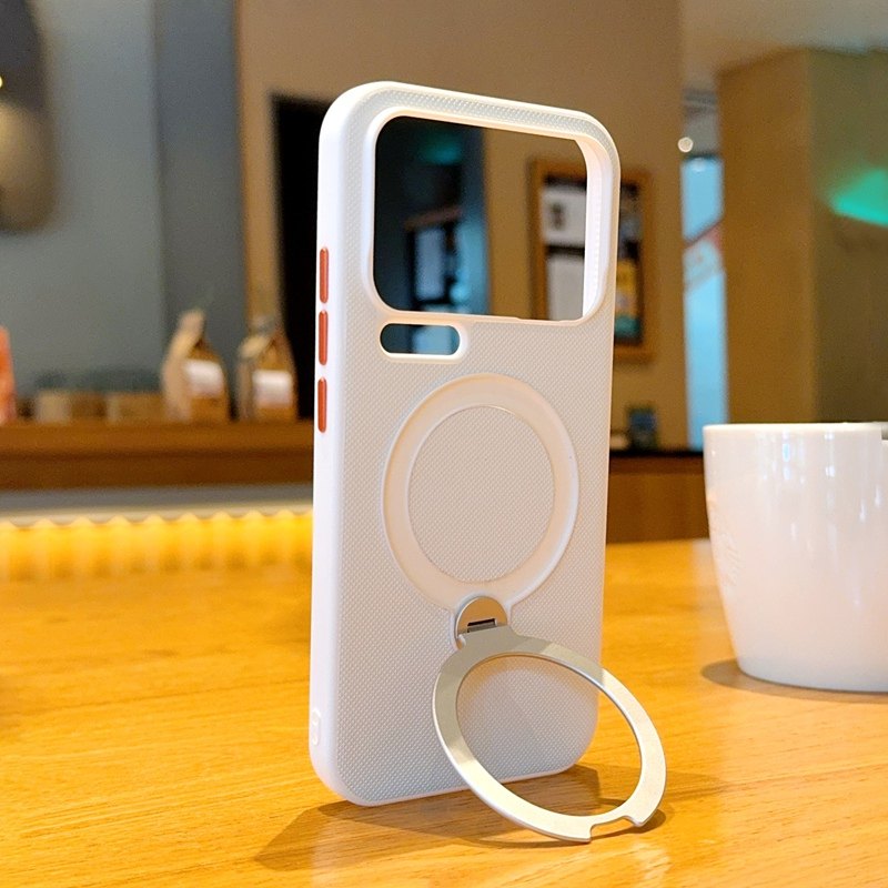 适用小米17手机壳简约时尚金属橙色镜头圈小米17promax保护套全包防摔小米17pro金甲纯色磁吸旋转支架