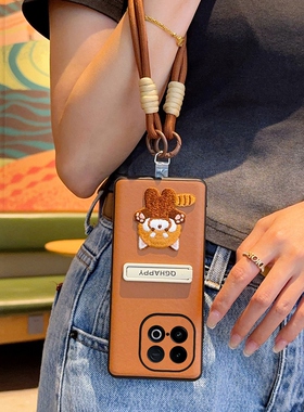 适用vivoiQOOZ10Turbo手机壳高级感棕Z10TurboPro保护套全包防摔Y300GT7奢华创意刺绣猫白色支架