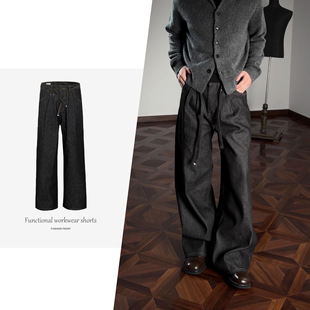 【CSMY】Oclin剑道双褶原牛13盎司A字宽松廓形固色牛仔差异化通勤