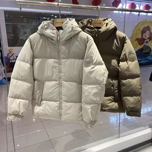 卡帝乐鳄鱼男装加大码连帽羽绒服中长款白鸭绒拉链外套加厚面包服