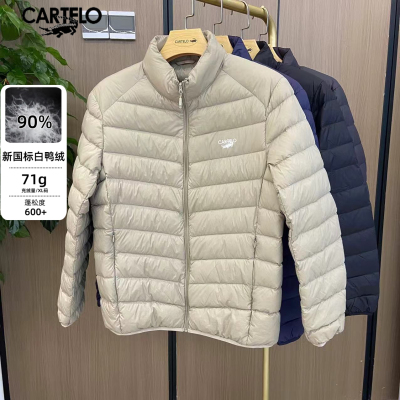 鳄鱼立领国标90白鸭绒羽绒服