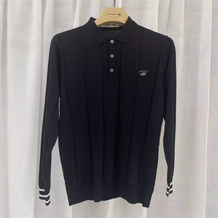 卡帝乐鳄鱼长袖POLO衫男士休闲针织翻领毛衣新款商务套头打底衫