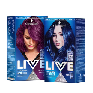 施华蔻LIVE染发剂染发膏101女葡萄紫蓝黑雾霾灰L75红粉  2盒套装