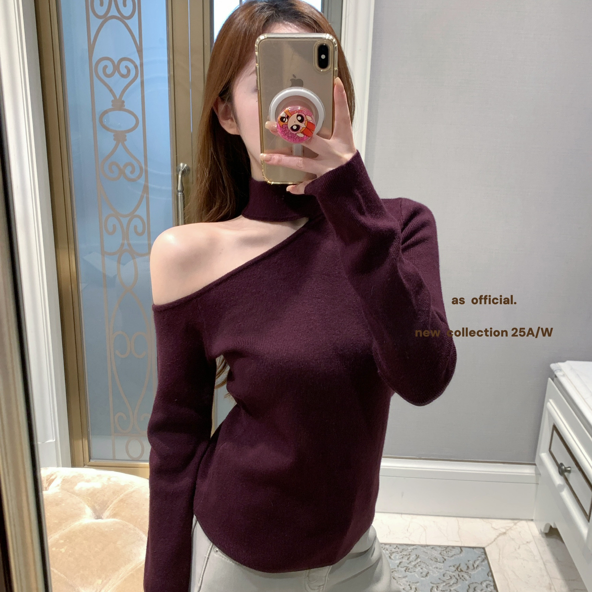 AS OFFICIAL-露肤小心机·挂脖露肩打底针织小衫(版型会上瘾)1526