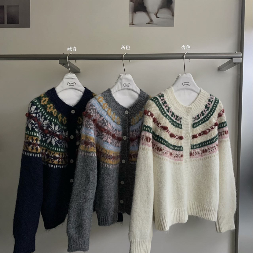 Aurora-冬上新韩系费尔岛氛围开衫保暖毛衣1102-1