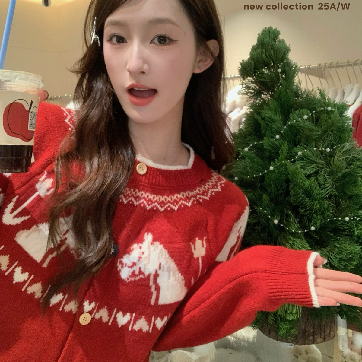 AS OFFICIAL-费尔岛小马提花开衫毛衣80655