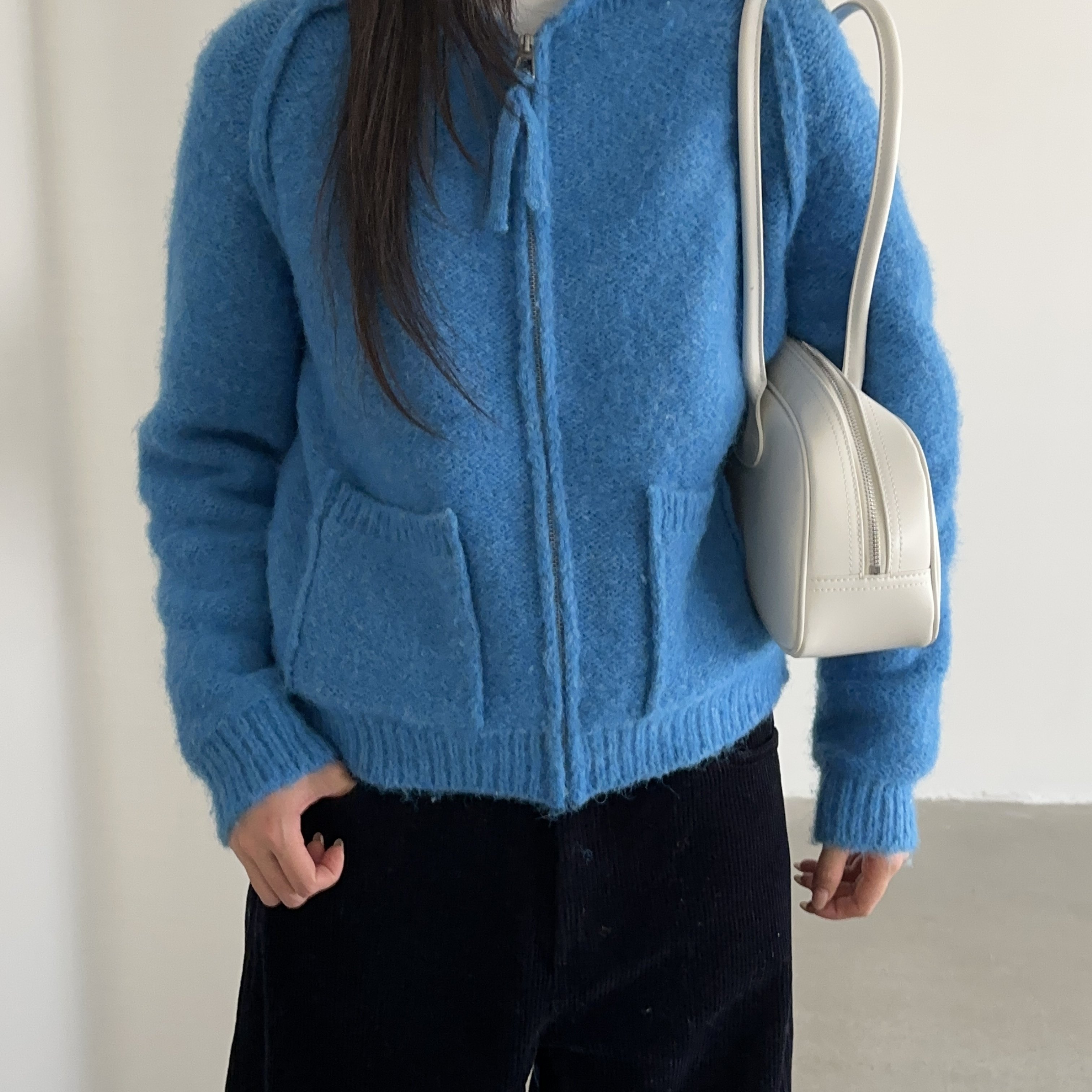 WEARELAB-WEAREAB2025冬上新简韩翻领双口袋拉链保暖毛衣A2757