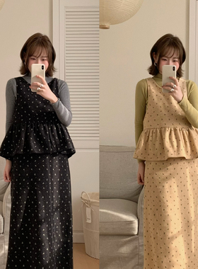 Flower & April-呢娃娃背心+针织打底衫+半身裙秋冬季套装170006