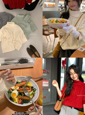 MZI STUDIO-花淑女型复古设计感套头毛衣(配袖套)25193#