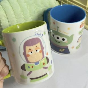 可爱大头三眼仔陶瓷马克杯子ins风简约卡通印花小众少女心带盖子