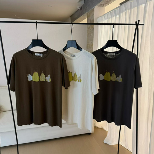 UNCLE BE26夏上新复古车线绣雪梨雪花棉短袖T恤