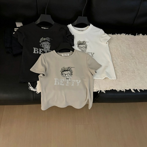 UNCLE BE秋上新BETTY头巾眼镜贝蒂印花短袖T恤