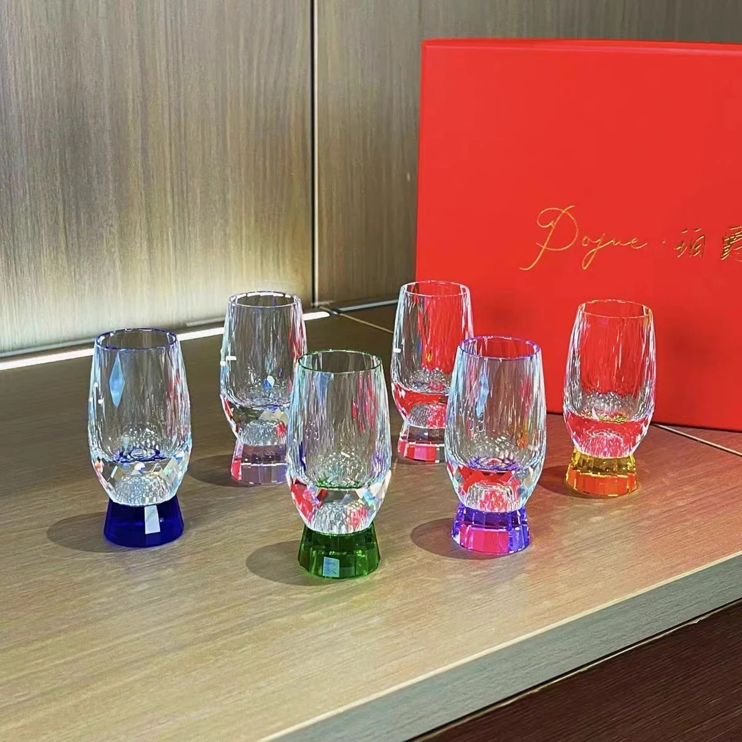 pojue出口款-K9料6色高足品香杯50ml礼盒装