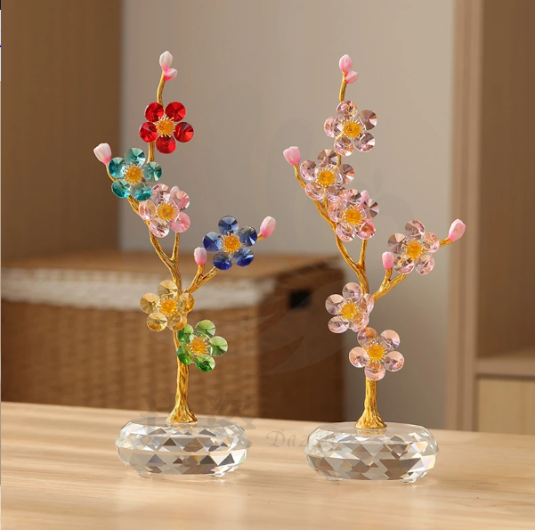 水晶六朵梅花摆件家居茶几影视柜书桌酒柜装饰品