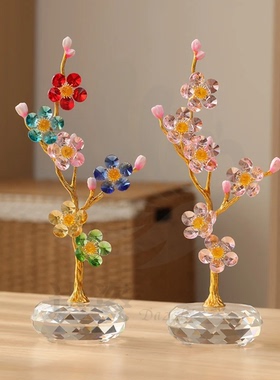 水晶六朵梅花摆件家居茶几影视柜书桌酒柜装饰品