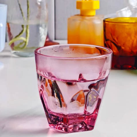 玫瑰粉水晶玻璃咖啡杯卡布奇诺拿铁美式意式浓缩杯