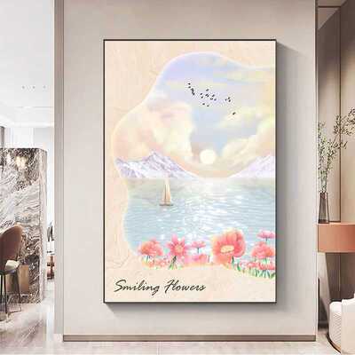 奶油卧室入户过道风景挂画北欧风