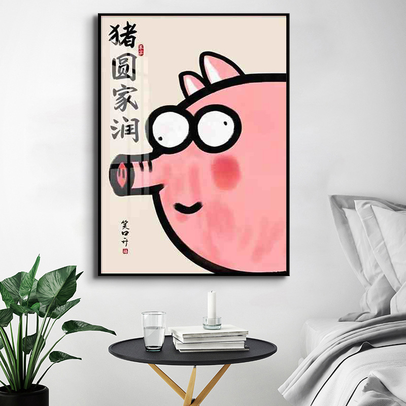 简约现代卧室装饰画个性办公室壁画搞笑创意猫肥家润玄关走廊挂画图片