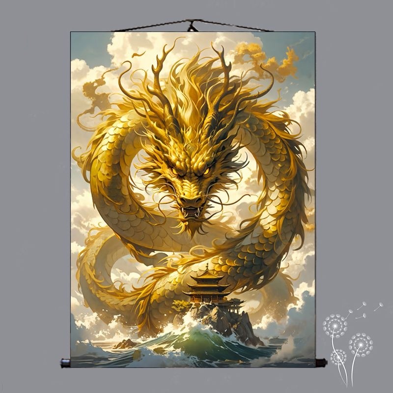 中国龙图挂画招财镇宅风水客厅玄关装饰画壁画金龙飞天龙家仙真身