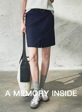 A Memory Inside40支100%棉高腰短裙2025夏季新款a字灰色半裙女