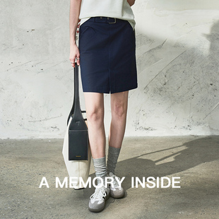 Inside40支100%棉高腰短裙2025夏季 新款 a字灰色半裙女 Memory