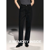 新款 黑色微弹牛仔裤 女2025秋季 Memory Inside活性黑牛仔面料