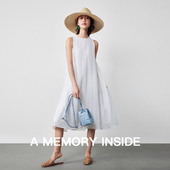 2023新款 预缩褶皱工艺 无袖 连衣裙女夏季 Memory Inside白色法式