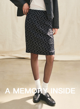 A Memory Inside16姆米真丝 波点印花半身裙女气质高腰包臀a字裙
