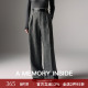 女直筒休闲拖地裤 裤 Inside人字斜纹100%羊毛高腰西装 女 Memory