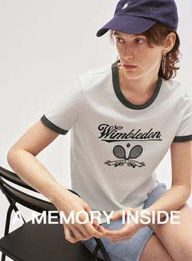 A Memory Inside新西兰进口羊毛 真丝印花撞色短袖T恤女2025新款