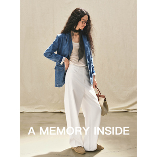 Memory 裁剪肌理感弯刀休闲裤 Inside 三片式 女 中空纱原料