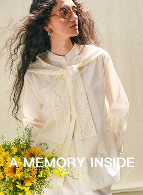 A Memory Inside日本进口可拆卸镂空帽领设计高支高密纯棉衬衫女