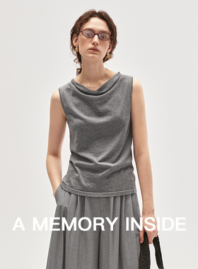 A Memory Inside桑蚕丝真丝亲肤时尚荡领无袖上衣女夏2025新款