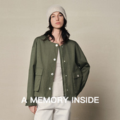 Inside日本进口高支长绒棉珠帆布 Memory 圆领夹克外套女2024新