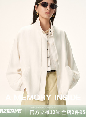 A Memory Inside 莱赛尔白色短外套纽扣2026新款女早春宽松极简风