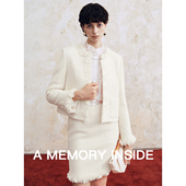 箱型小香风外套短裙女 白色短款 Memory Inside手工缝制立体花型