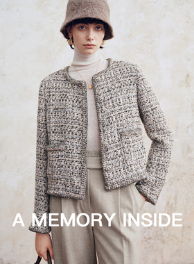 A Memory Inside进口无纺布纱线 手工编织短箱型羊毛小香风外套女