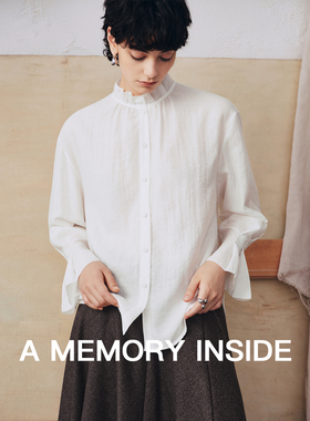 A Memory Inside法式浪漫木耳边设计慵懒感长袖衬衫上衣女2025新
