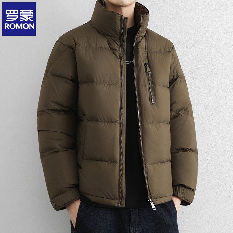 罗蒙冬季加厚立领短版羽绒衣男士韩版宽松美式保暖面包服外套潮流