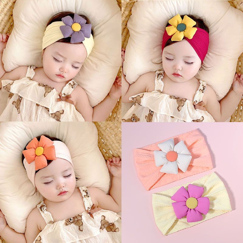 夏季婴儿发带女宝宝小月龄护囟门脑门头带花朵新生儿不伤发头发饰
