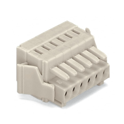 WAGO万可1线孔型插头6极侧面带有锁定卡浅灰色734-106/037-000