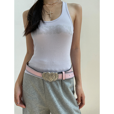 西部风甜酷辣妹粉色爱心腰带