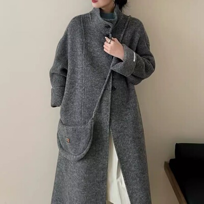 韩系双面羊绒大衣女中长款羊毛