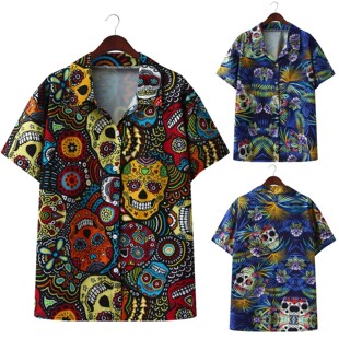 2022 Beach Shirts Chemise Homme印花短袖 Blouse Men Hawaiian